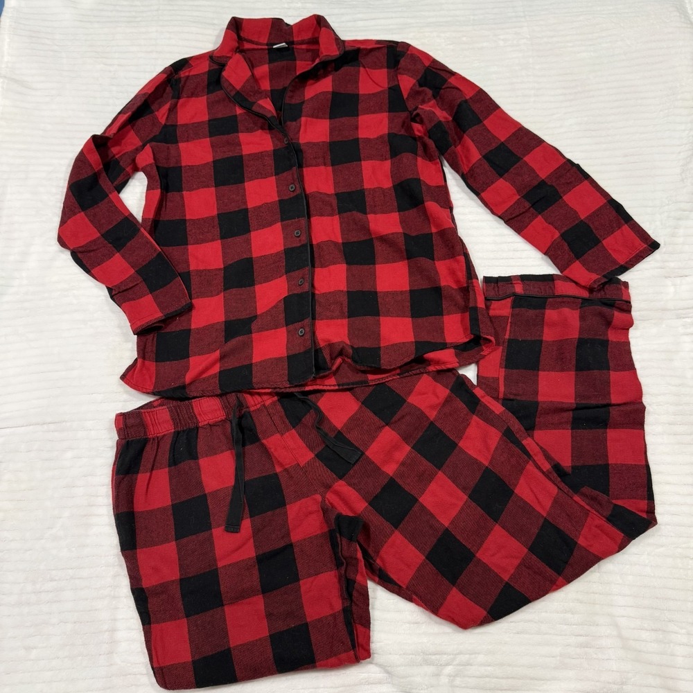 Old Navy Women's Buffalo Plaid Flannel Pajama Set Red Black Size Medium M